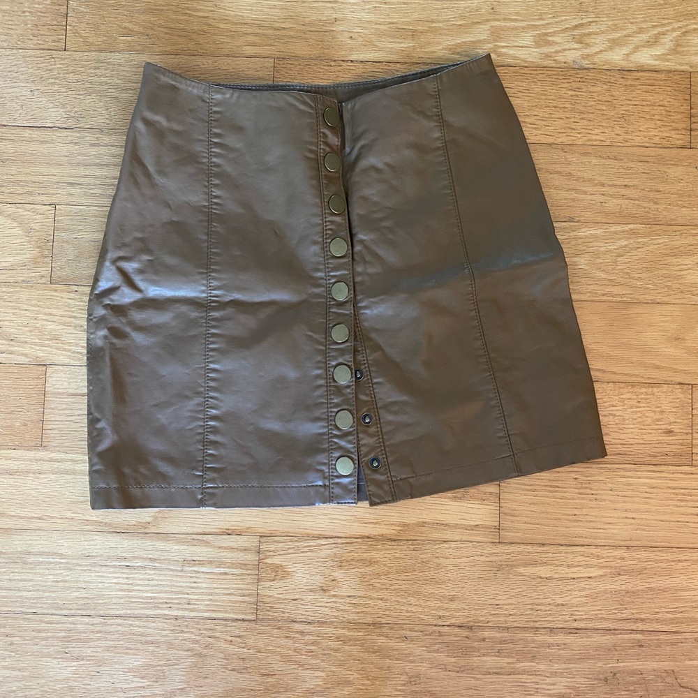 Free People Brown Button-Front Women's Skirt